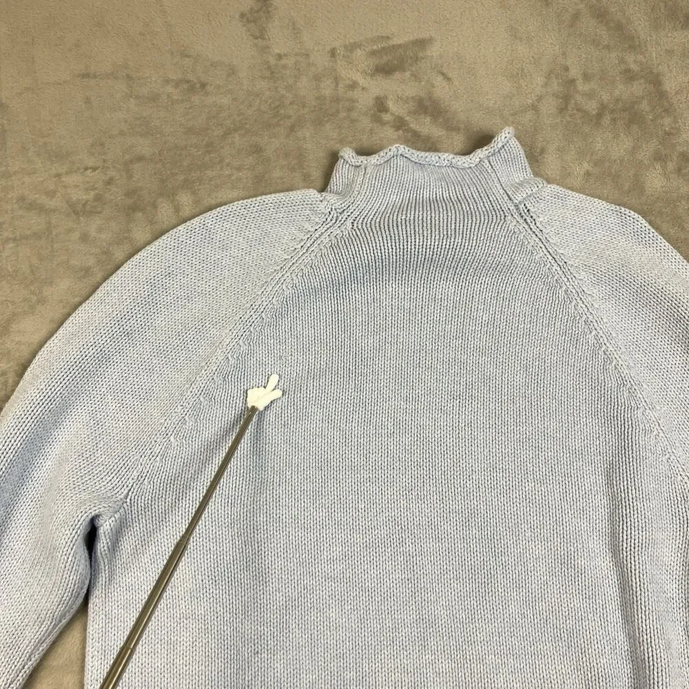J Crew 1988 Rollneck Sweater Womens M Blue Cotton Coastal Preppy Oarsman BW186